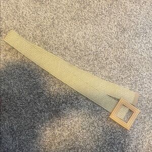 Ashley Stewart Olive Green Stretch Belt with Square Woven Buckle